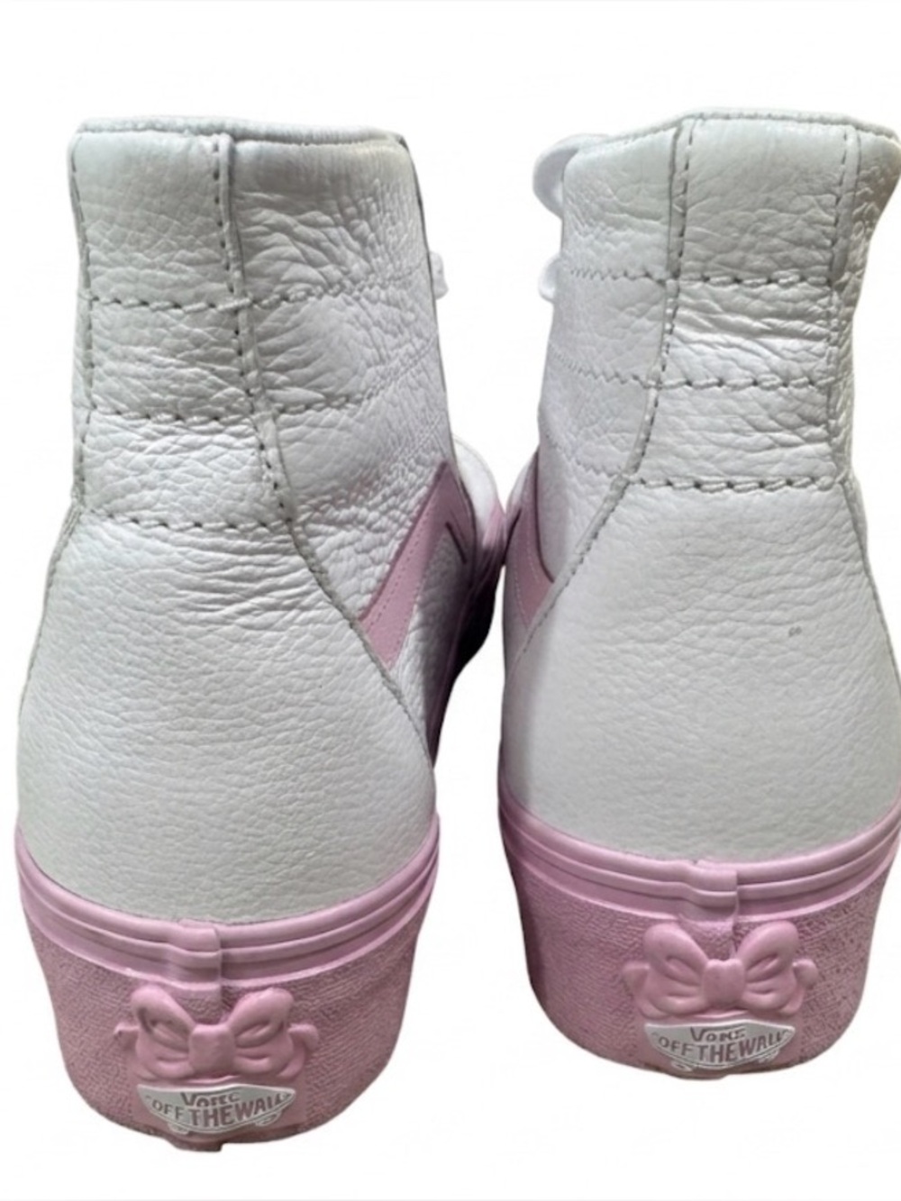 Vans Barbie Sk8-Hi Tapered Stackform White Pink Leather Platform Shoe - Picture 6 of 12